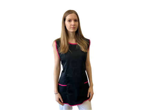 Fartuch ochronny - roboczy czarny z różową lamówką  rozmiar uniwersalny