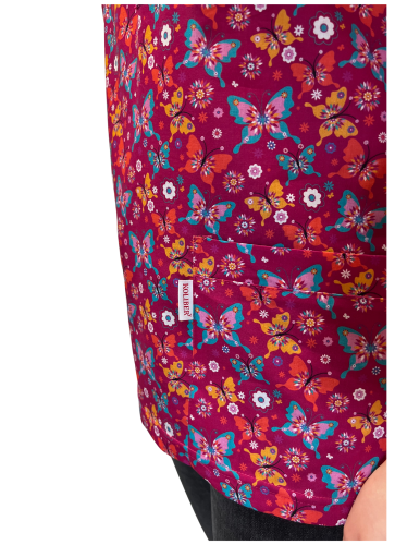 Bluza medyczna kolorowa różowa w motyle bawełna rękaw 3/4