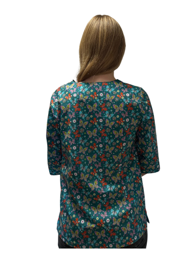 Bluza medyczna damska kolorowa morska w motyle rękaw 3/4
