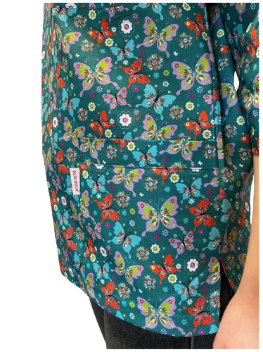 Bluza medyczna damska kolorowa morska w motyle rękaw 3/4