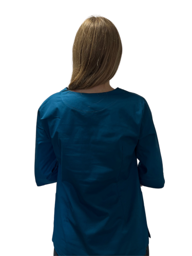 Bluza medyczna damska morska elastyczna z rękawem 3/4