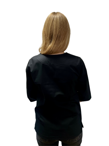 Bluza medyczna damska czarna elastyczna  z rękawem 3/4