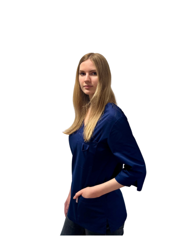Bluza medyczna damska granatowa elastyczna z rękawem 3/4