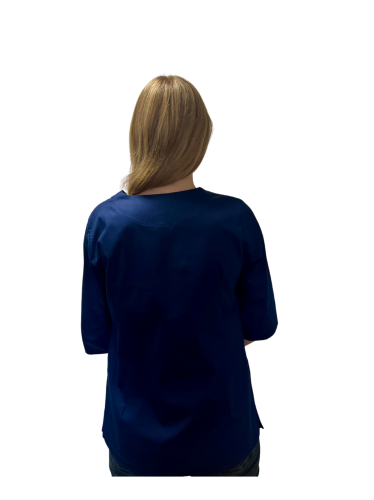 Bluza medyczna damska granatowa elastyczna z rękawem 3/4