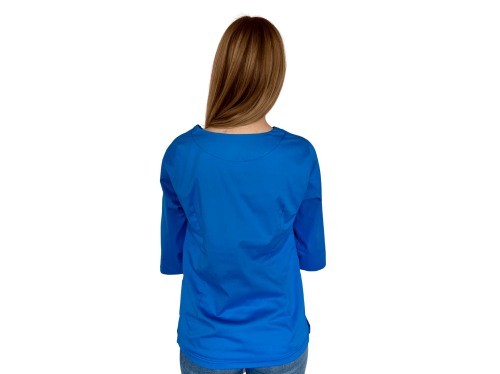 Bluza medyczna damska niebieska elastyczna z rękawem 3/4