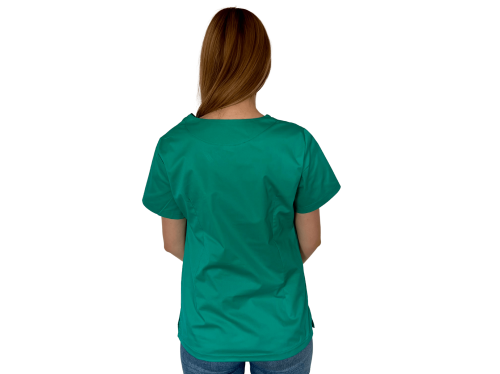 Bluza medyczna damska zielona elastyczna z rękawem krótkim