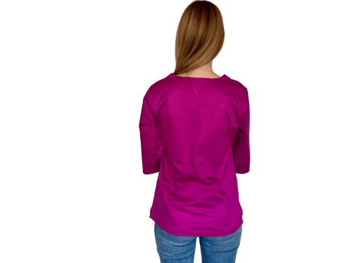 Bluza medyczna damska malinowa elastyczna z rękawem 3/4