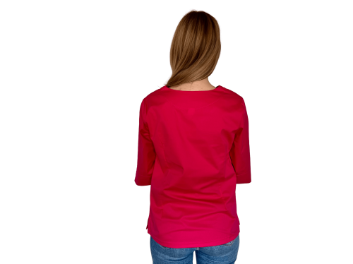 Bluza medyczna damska amarant elastyczna z rękawem 3/4