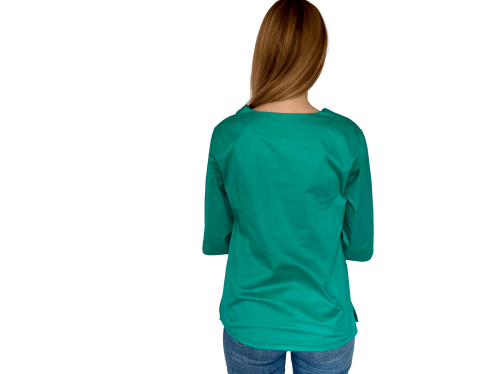 Bluza medyczna damska zielona elastyczna z rękawem 3/4