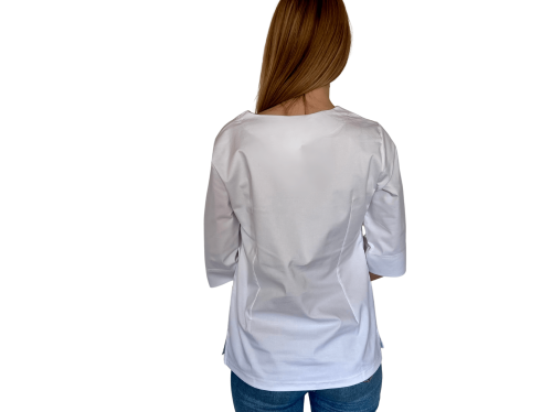 Bluza medyczna damska biała elastyczna z rękawem 3/4