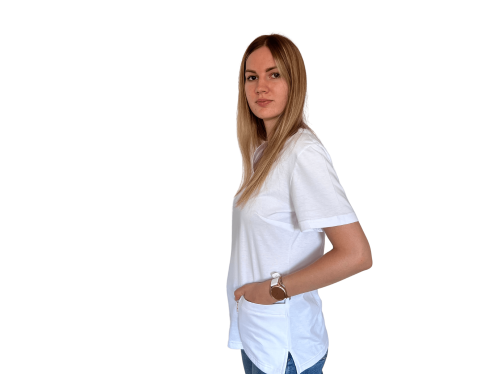 Bluza medyczna damska biała dzianinowa bawełna elastyczna z krótkim rękawem