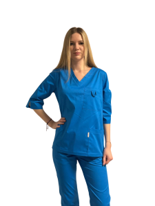 Zestaw medyczny - Scrubs, bluza rękaw 3/4 + spodnie, kolor niebieski