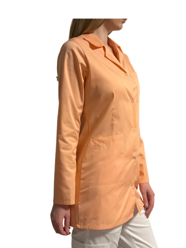 Fartuch z kołnierzem morelowy - długi rękaw