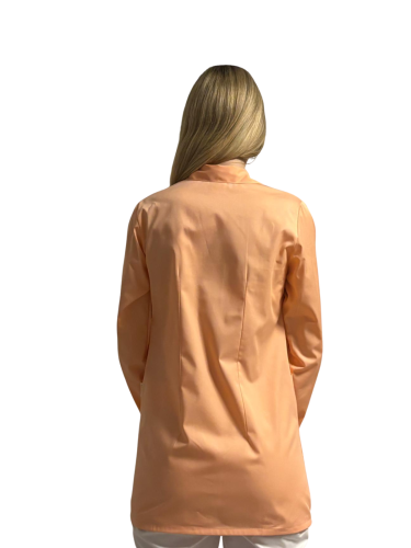 Fartuch z kołnierzem morelowy - długi rękaw