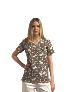 Kolorowa bluza medyczna - wzór w jednorożce 