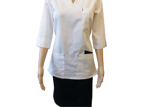 Bluza medyczna -kosmetyczna biała rękaw 3/4