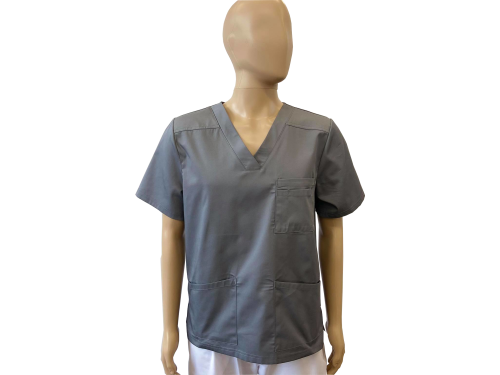 Bluza medyczna męska dekolt w serek - szara