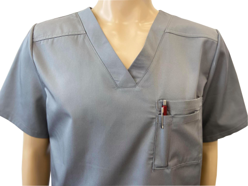 Bluza medyczna męska dekolt w serek - szara