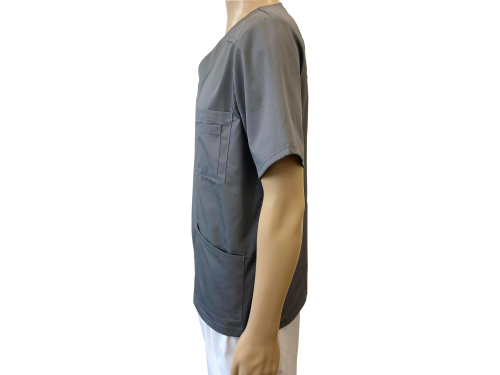 Bluza medyczna męska dekolt w serek - szara