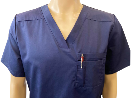 Bluza medyczna męska dekolt w serek - granatowa