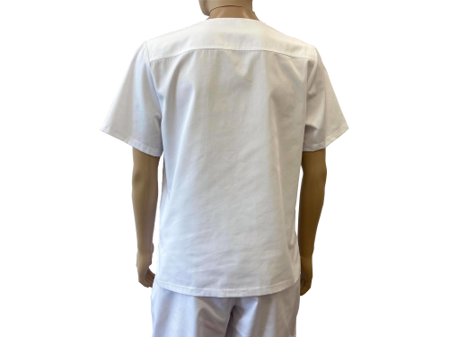 Bluza medyczna męska dekolt w serek - biała