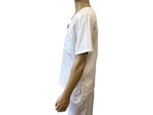 Bluza medyczna męska dekolt w serek - biała