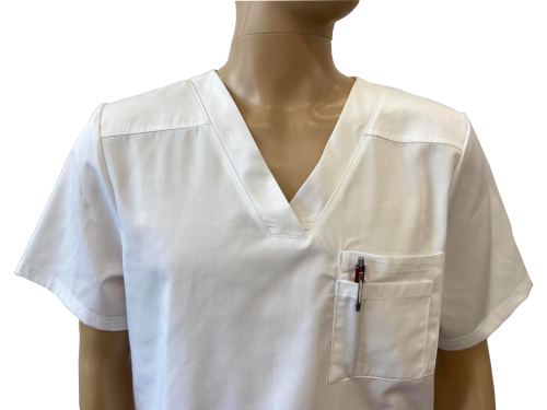 Bluza medyczna męska dekolt w serek - biała