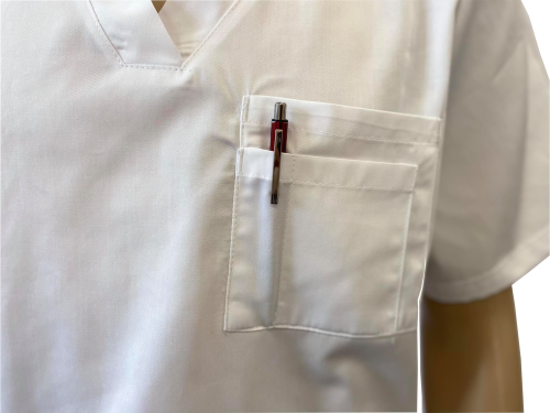 Bluza medyczna męska dekolt w serek - biała