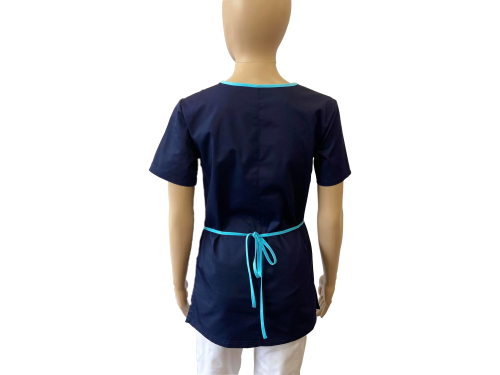 Bluza medyczna - kosmetyczna granatowa z turkusową lamówką
