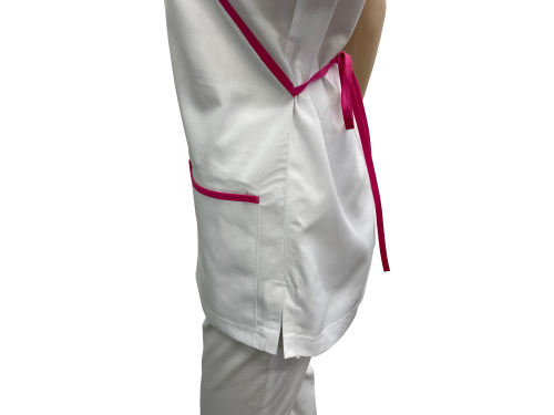 Bluza medyczna - kosmetyczna biała z różową lamówką