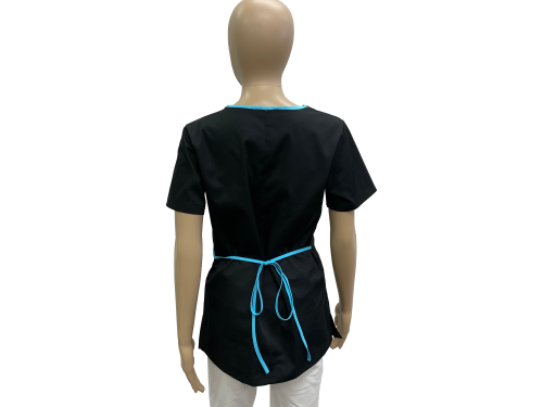 Bluza medyczna - kosmetyczna czarna z turkusową lamówką