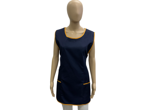 Fartuch ochronny - roboczy granatowy z pomarańczową lamówką 