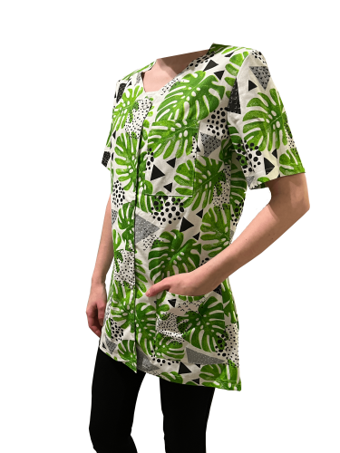 Fartuch medyczny - monstery na białym tle - serek