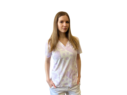 Kolorowa bluza medyczna - lawendowe liście 